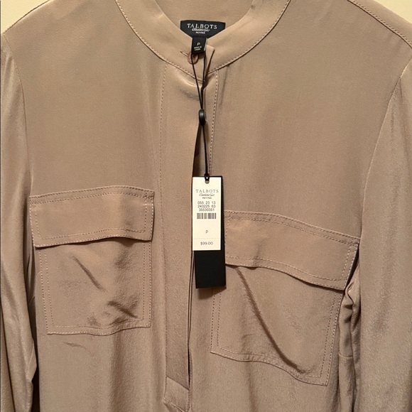 Talbots Tan Long Sleeve Blouse - Picture 2 of 2